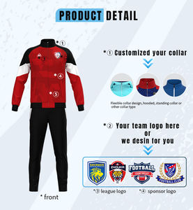 Осенне-зимняя куртка с логотипом футбольного клуба на заказ, одежда из Джерси, тренировочный спортивный костюм на молнии с длинным рукавом, униформа для мужчин - Product Image 4