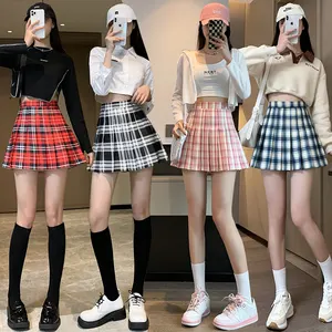 Mini-jupe coréenne taille haute pour écolières sexy et mignonne jupe plissée avec fermeture éclair jupes d'été pour femmes