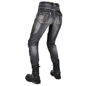 Pantalon de moto en <span class=keywords><strong>jean</strong></span> patchwork pour <span class=keywords><strong>femme</strong></span>, coupe skinny vintage foncé, taille haute, style motard décontracté, résistant à l'usure avec <span class=keywords><strong>Kevlar</strong></span> - Product Image 3