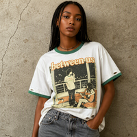 T-shirts personnalisés OEM DTG en coton 100% délavé, effet vieilli, color block, style streetwear vintage, coupe courte, vente en gros pour femmes et hommes