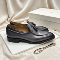 Mocassins à pampilles de luxe gris pour homme, à enfiler, pour affaires, décontracté, invité de mariage, cocktail, chaussures modernes pour gentleman