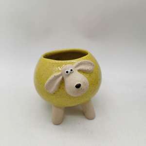 Sheep Shaped Plants <strong>Flower</strong> <strong>Pots</strong> <strong>Ceramic</strong> Sandy Clay Speckled Material Decorative Round <strong>Pots</strong> With Four Holder - Product Image 4