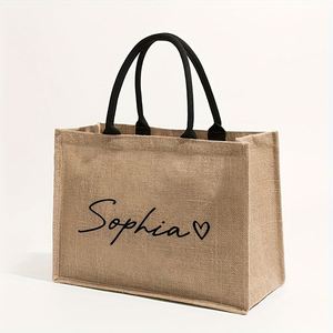 Sac de plage en lin personnalisé avec motif uni, cadeau portable pour femmes et couples, pour le rangement des articles de toilette en voyage - Product Image 5