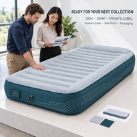 Matelas Gonflable Surélevé avec Pompe Intégrée, Lit d'Invité Gonflable en PVC Floqué pour la Maison et le Camping, Marque Privée