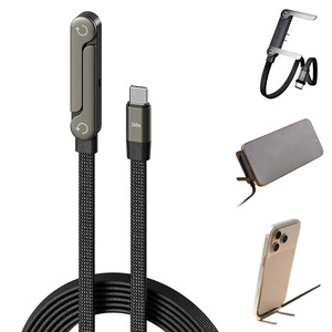 สายชาร์จเร็ว 240W USB C-C ยาว 1.5 เมตร 5A PD แบบถักป้องกันสาย PVC ไนลอน หัวงอ สำหรับ <span class=keywords><strong>iPhone</strong></span> 2026 อุปกรณ์เสริมมือถือ - Product Image 3