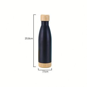 Eco Friendly Bamboo <b>Lid</b> Stainless Steel Water Bottle 500Ml <b>Reusable</b> Outdoor Sports Bottle - Product Image 2