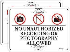 No se permite grabar sin autorización, no se permiten fotos o vídeos, respaldo autoadhesivo, acrílico grueso, fácil <span class=keywords><strong>de</strong></span> instalar, - Product Image 2