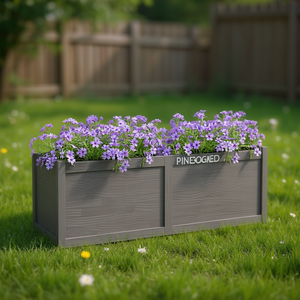 Jardinière en bois de pin massif Pinebogned gris, 59,1 po x 19,7 po x 19,7 po, pot de fleurs d'extérieur, style rustique - Product Image 2