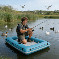 Plateforme de pêche gonflable pour sports nautiques en plein air, style clôture, en PVC de 0,9 mm d'épaisseur, radeau gonflable pour la pêche à la ligne