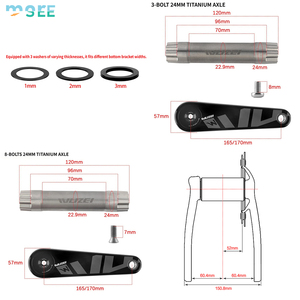 <span class=keywords><strong>Pédalier</strong></span> de <span class=keywords><strong>vélo</strong></span> de route pliable SeeMore Carbon, axe en titane 3/8 boulons/24 mm, manivelle 165/170 mm, ultraléger, 8-12 vitesses, avec capteur de puissance - Product Image 2