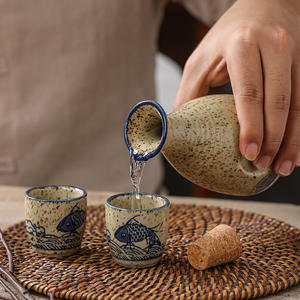 Jarra de <span class=keywords><strong>Sake</strong></span> de Cerámica Japonesa Vintage Personalizada y Tazas de 5 oz, Juego Retro de Alta Calidad para Mini Restaurante, <span class=keywords><strong>Sushi</strong></span>, Café y Vino - Product Image 4