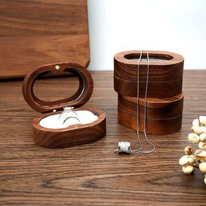 Kotak Perhiasan Kayu Oval Kotak Penyimpanan Cincin untuk Wanita, Kotak Pajangan Cincin Pertunangan Pernikahan untuk Pasangan, Tempat Penyimpanan Cincin, Hadiah Cinta, Kotak Manik-manik - Product Image 6