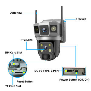 Caméra de sécurité CCTV solaire 6MP 7/24 avec enregistrement AOV 3 CMOS, V380 Pro, double objectif, carte SIM 4G, vision nocturne - Product Image 5