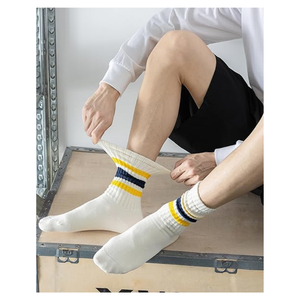 Vintage <b>Stripe</b> Cotton Crew <b>Socks</b> | Comfortable Breathable Everyday Sport <b>Socks</b> for Adults | Wholesale OEM Supplier - Product Image 6
