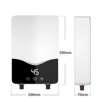 Chauffe-eau électrique instantané 3,5 kW sans réservoir, écran LED, commande tactile, boîtier en plastique, montage mural, usage domestique et hôtelier, gratuit