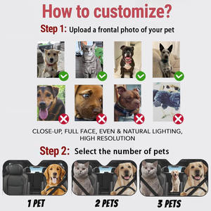 Parasole Personalizzato per Parabrezza con Foto di Animali Domestici, Divertente Parasole Anteriore per <span class=keywords><strong>Auto</strong></span> con Cane e Gatto, Pieghevole e Rinfrescante con Protezione dai Raggi UV per Automobile - Product Image 2