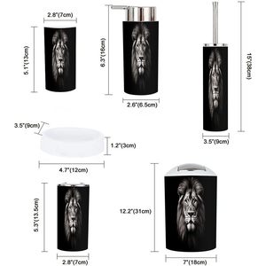 6-<b>Piece</b> Boho Black White Animal Print Bathroom Accessories Set Steel Lion Head Animal <b>Poster</b> Home Decor Includes <b>Posters</b> Other - Product Image 3