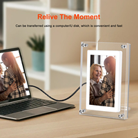 Cadre photo numérique en acrylique AMABOO 7 pouces, écran LCD, port USB-C, carte mémoire 8 Go, prise en charge MP4/MP3, résolution 720x1080, lecture vidéo
