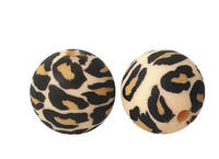 Collier de perles lâches pour hommes et femmes Accessoires de bricolage 15mm Impression par transfert d'eau Vache Imprimé léopard Perles en silicone et PVC Vente en gros