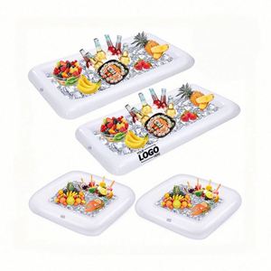 <b>Inflatable</b> PVC Ice Bar Tray for <b>Pool</b> Parties Portable Rectangular <b>Floating</b> Drink & Fruit Cooler with Ice Bath - Product Image 1