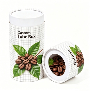 Tubo Cilíndrico de Papel Kraft Blanco Personalizado de Grado Alimenticio, Envase Biodegradable para Granos de Café y Té Orgánico con Ventana Transparente - Product Image 6