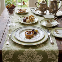 Service de table de luxe en céramique vintage à bord doré motif raisin, assiettes en porcelaine fine personnalisées, tasses à thé et café avec soucoupes