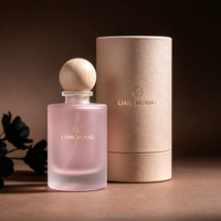 Flacon de parfum en verre givré cylindrique de luxe, vide, avec bouchon et boîte personnalisés, conteneur de parfum unisexe rechargeable
