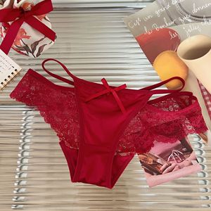 Culottes en satin rouge pour femmes, taille mi-haute, élégantes, respirantes, séchage rapide, sexy, avec nœud – Vente en gros - Product Image 1