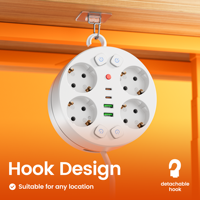 Multiprise avec cordon rotatif, protection contre les surtensions et les surcharges, 9 prises EU, 4 AC, 2 USB, 2 Type C, OEM/ODM