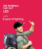 Venta al por mayor gorras de béisbol LED de 6 paneles personalizadas con su propio logotipo sombreros de iluminación gorras de béisbol LED iluminación al aire libre gorra de béisbol