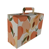 Boîte d'emballage pour fruits et sushis écologique avec poignée, gaufrage, pelliculage brillant, protection UV, papier kraft ondulé personnalisé