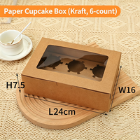 Boîte à cupcakes écologique avec fenêtre transparente en relief pour commandes à emporter, pâtisseries faites maison, cadeaux et emballages de pâtisserie