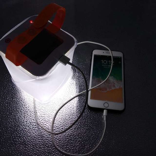 Outdoor LED Inflatable Camping Lantern Rechargeable Solar Portable Collapsible Travel Light
