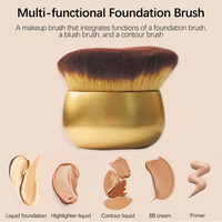 Pinceau de maquillage synthétique pour le visage et le corps, à poils synthétiques, de style plat et angulaire, avec manche en plastique, pour fond de teint et anticernes