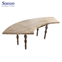 Table de lune de luxe en bois de pin Sunzo Table de meubles de mariage en serpentine demi-ronde pour événement d'hôtel
