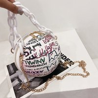 Nouveaux sacs à main pour femmes en forme de ballon de basket, en cuir PU, sacs à main graffiti pour femmes