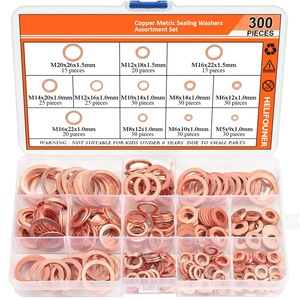 เฮลิฟูเนอร์แหวนรองทองแดงแบบเมตริก 300 ชิ้น 12 ขนาด สำหรับซีลท่อ - Product Image 1
