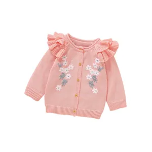 Top Ranking Wholesale OEKO-TEX Cotton Sweaters Cardigan Winter Autumn Outwear ropa bebe Baby Kid Knitted Clothes with Embroidery
