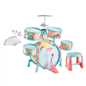 Educational electric musical instrument toys drum kids multifunctional jazz drum set with microphone and mobile phone connection