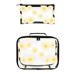 2025 Trending Custom Clear Neceser Set Impermeable Hawaiian Pink Anthurium Print Reutilizar Transparente Clean Juego de dos piezas - Product Image 6