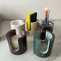 Organisateur multifonctionnel en travertin pour évier de cuisine, support de séchage, organisateur sur pied, utilisation dans le salon et la salle de bain, porte-bougie