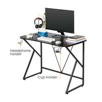 Escritorio de Juegos Rectangular en Forma de K al por Mayor con Soportes para Auriculares, Mesa de Computadora Grande y Resistente, Escritorio para PC de Juegos