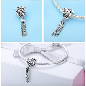 <span class=keywords><strong>2022</strong></span> nueva llegada 925 plata esterlina corazón encantado borla encanto ajuste Original DIY pulsera de cuentas mujeres joyería regalo SCC722 - Product Image 4