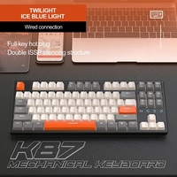K87 유선 기계식 키보드 87키 핫 스와핑 스위치 RGB/화이트 백라이트 게이머 키보드 키캡 러시아어/영어 레이아웃