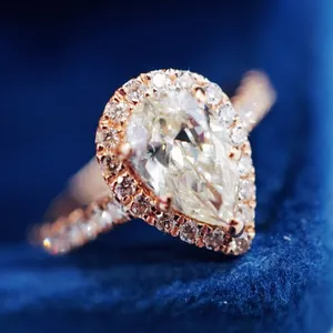 IGI प्राकृतिक हीरे की अंगूठी 1.2ct जम्मू VS1 शादी शादी लक्जरी अंगूठी मूल सेट 18K असली सोना महिलाओं के लिए मिठाइयां पानी की बूंद आकार