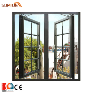 نوافذ ألومنيوم مخصصة للمنازل والفنادق والفيلات والبيوت على الطراز الفرنسي نوافذ بابية من الزجاج مع تصميم شواية - Product Image 1