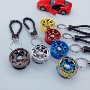 Wholesale Car Wheel Hub Shape Custom Metal Big Rim Keychain Accessories 3D Hub Metal Keyring - Product Image 1