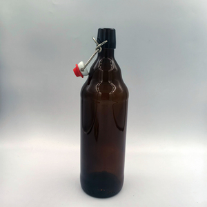 Bouteille en verre ambré vide de 1000 ml (690 g) de forme ronde, avec bouchon à bascule métallique, grande capacité, prix de gros <span class=keywords><strong>moins</strong></span> <span class=keywords><strong>cher</strong></span> - Product Image 3