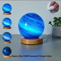 Lampe de Projection LED à Batterie Boyid, Boule de Cristal 3D, Design Moderne, Bases Créatives, Veilleuse Multicolore, Ambiance Chaleureuse Confortable