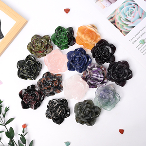 Artesanías de Cristal al por Mayor, Piedras de Cristal Naturales Hechas a Mano, Tallados de Flores de Rosa para Decoración - Product Image 1